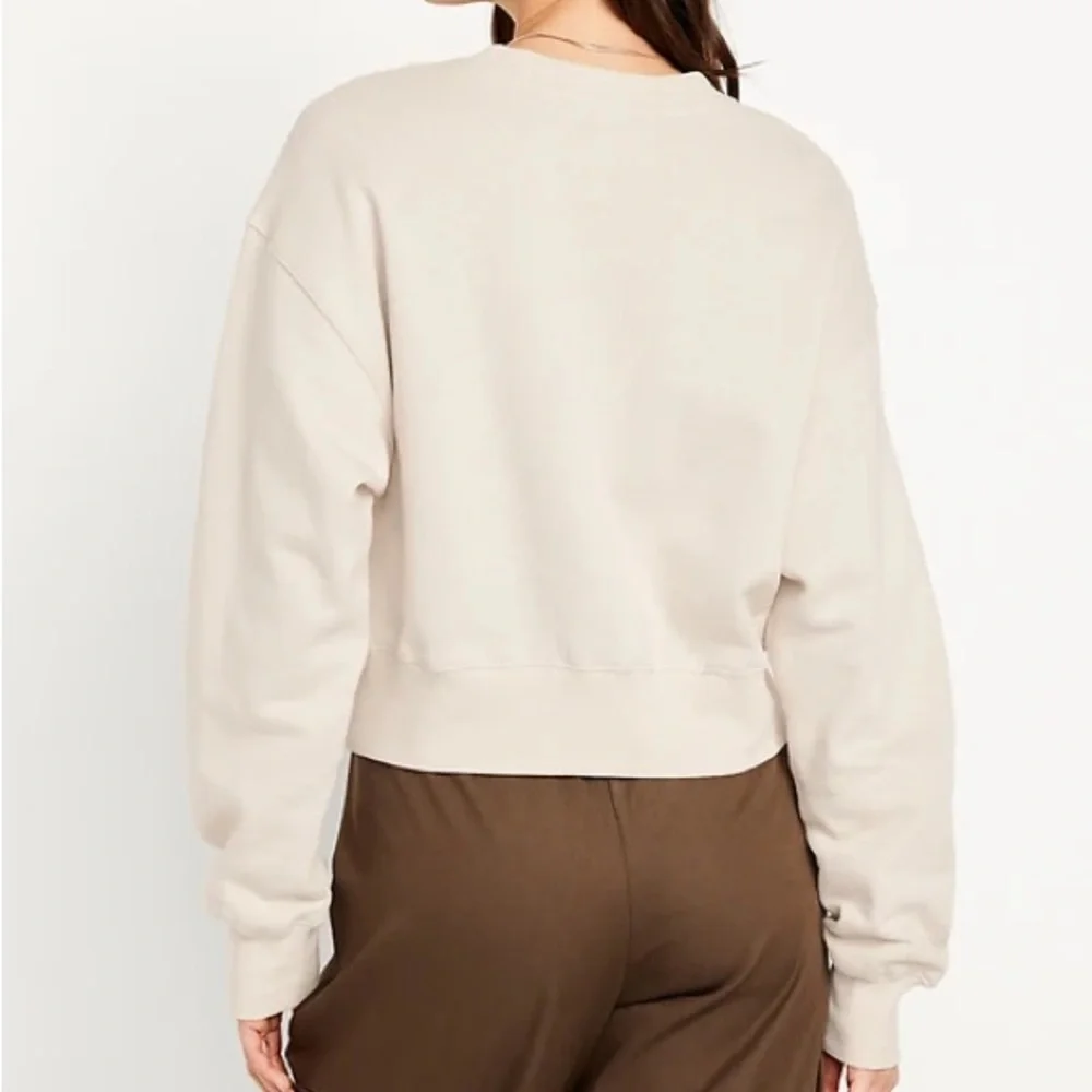 NWT Small Cream Bone Old Navy SoComfy Drop-Shoulder Crewneck Sweatshirt Comfy - Picture 3 of 13